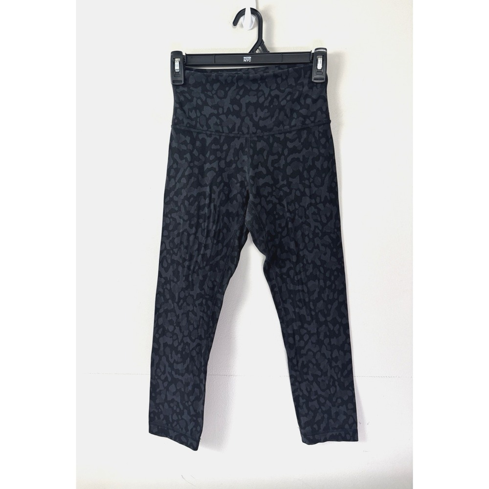 Lululemon Athletica Womens 4 Align Crop Leggings Leopard Athleisure Running Gym